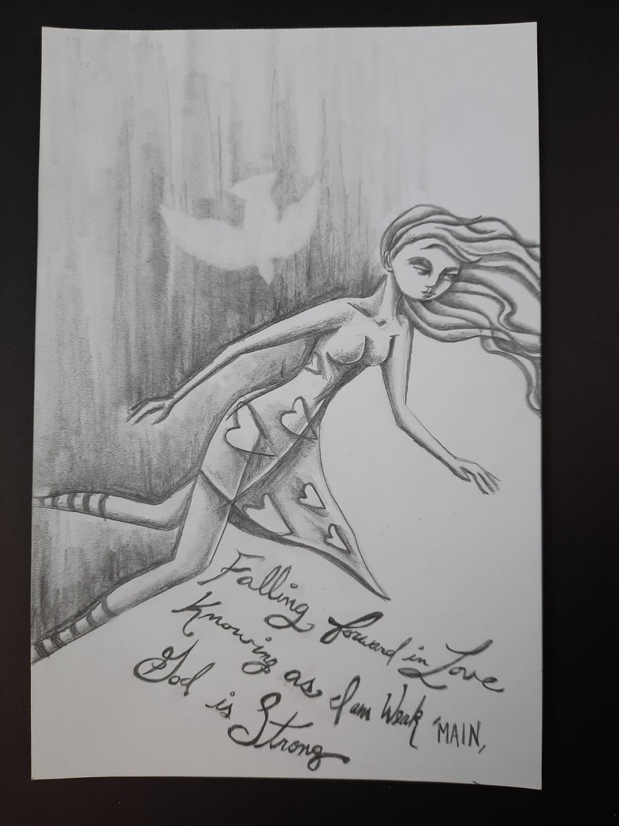 woman falling from sky drawing