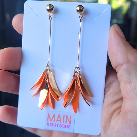 Orange + Gold Dangle Earrings