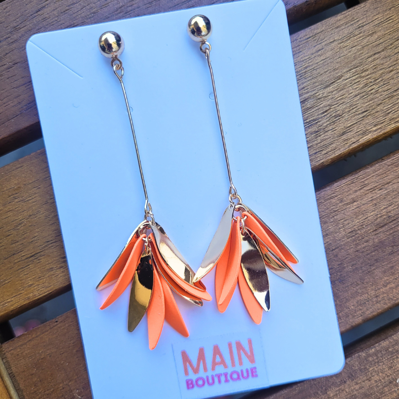 Orange + Gold Dangle Earrings